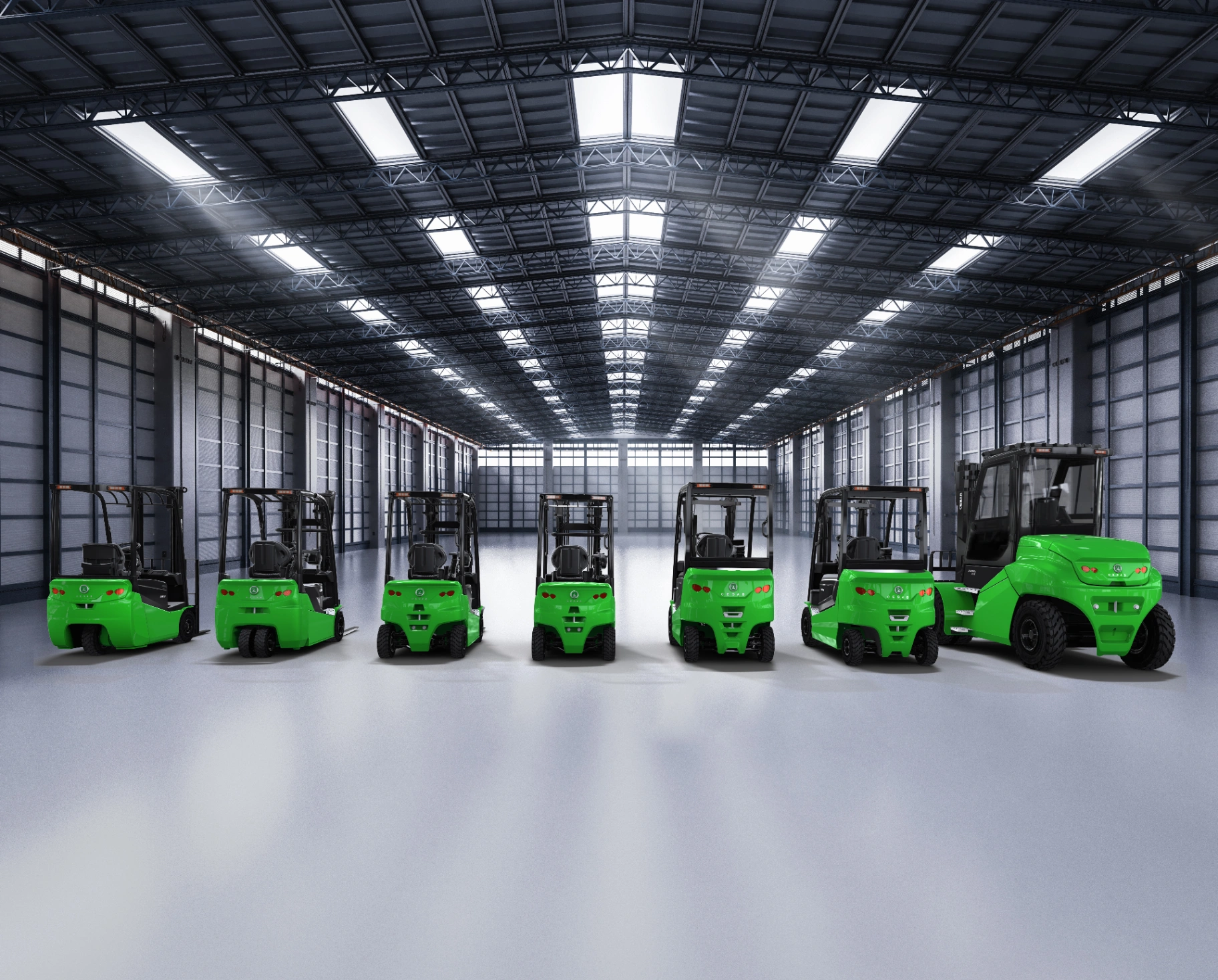 photo-chariots-elevateurs-verts-alignes-dans-entrepot